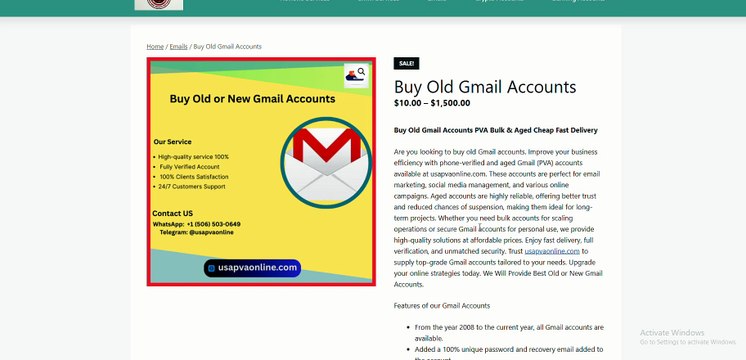 Buy Old or New Gmail Gmail Email Accounts Aged & Bulk & PVA USA UK India