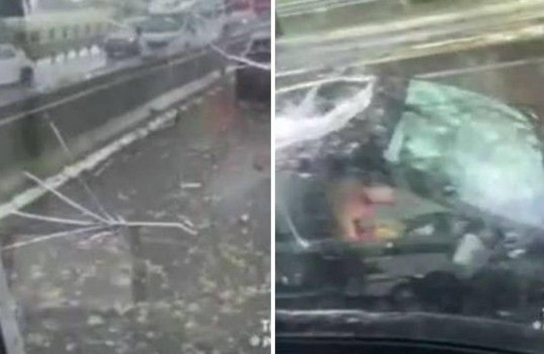 Violenta grandinata sull'A13: auto distrutte e feriti