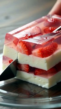 Strawberry Yogurt Jelly Sliced | Satisfying Dessert ASMR | Relaxing Food Cutting Video