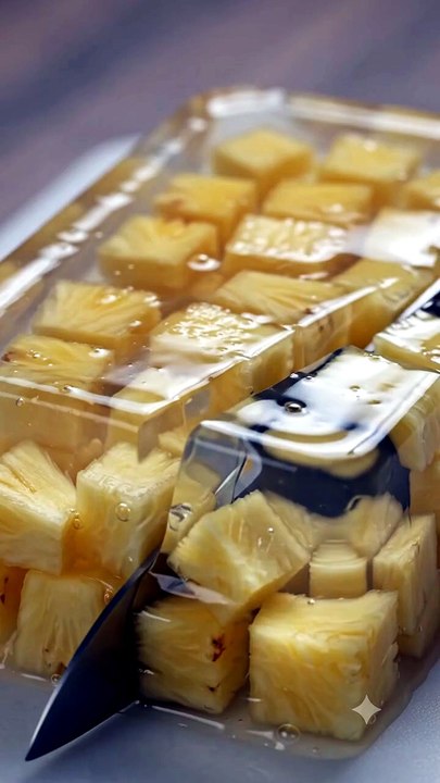 Pineapple Jelly Brick Cut | Satisfying Pineapple Jelly ASMR | Relaxing Food Cutting Video