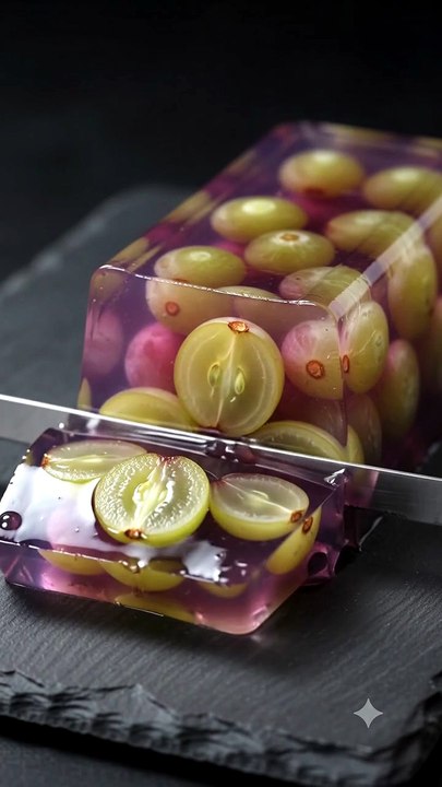 Grape Jelly Brick Sliced | Satisfying Jelly ASMR | Relaxing Food Cutting Video