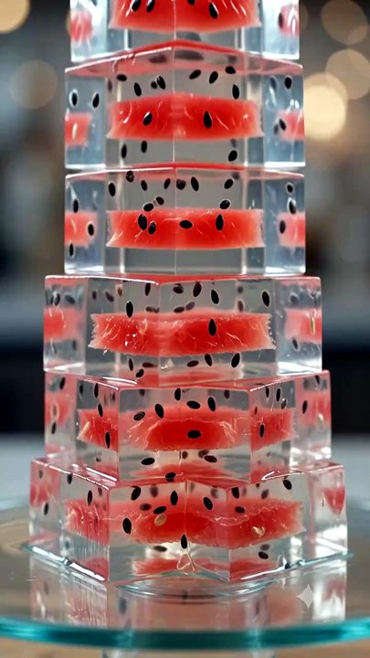Knife Slicing Watermelon Jelly | Satisfying Jelly ASMR | Relaxing Food Cutting Video
