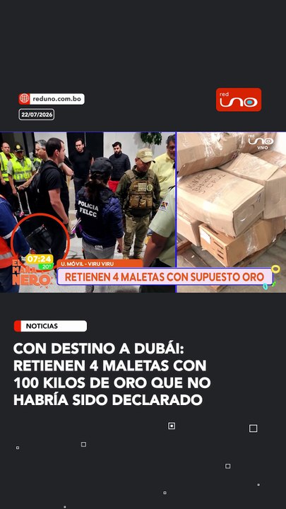 Con destino a Dubái: retienen 4 maletas con100 kilos de oro que no habría sido declarado
