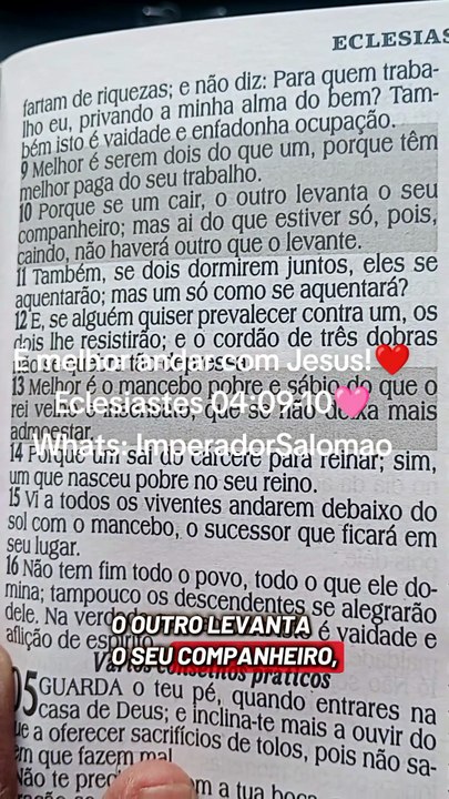 É melhor andar com Jesus!❤️ Eclesiastes 04:09-10 Whats: ImperadorSalomao