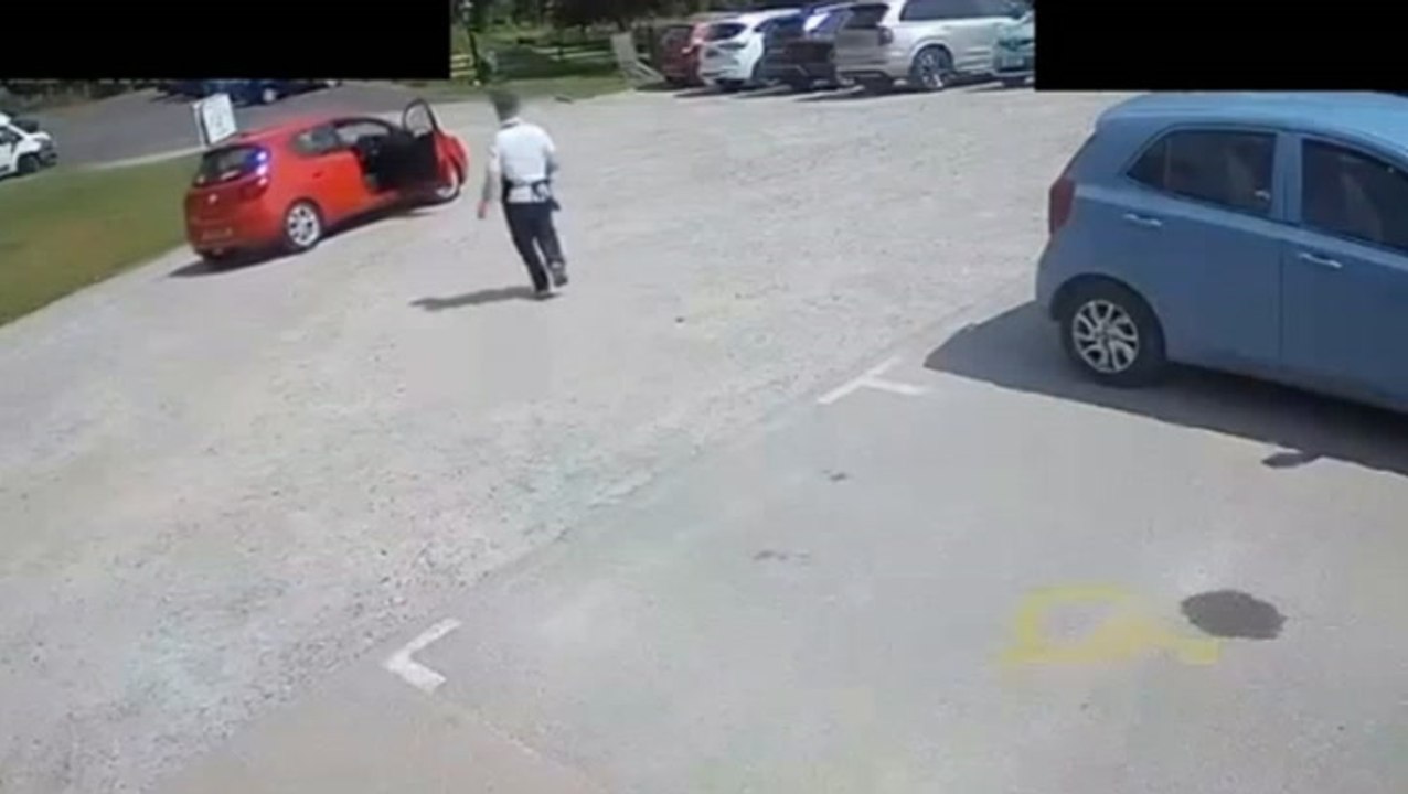 Moment teenage coffee shop worker leaps into runaway car to save women