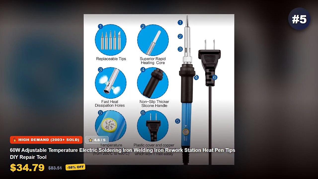 Best Soldering Iron For Beginners on AliExpress | Review - 60W Adjustable Temperature Electric Soldering Iron Welding Ir...