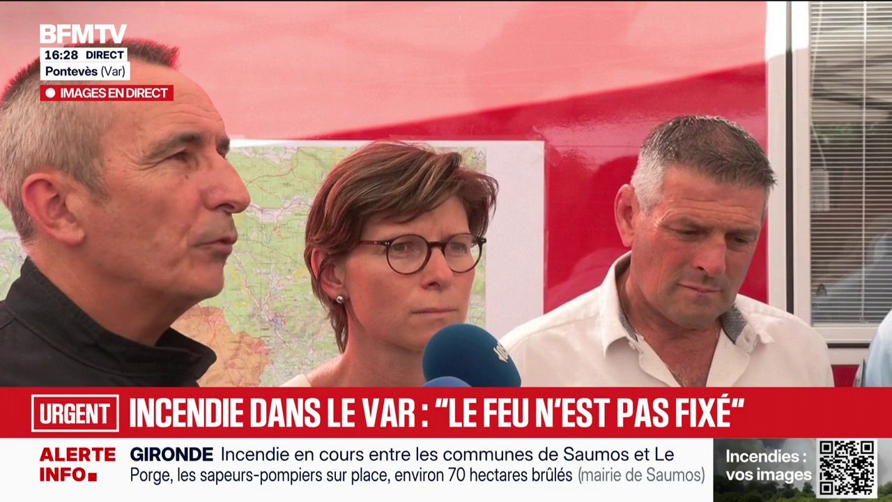 Incendie dans le Var: "1.100 pompiers sont mobilisés" pour contenir le feu qui n'est "pas fixé", explique Philippe Raison, directeur adjoint du Sdis du Var