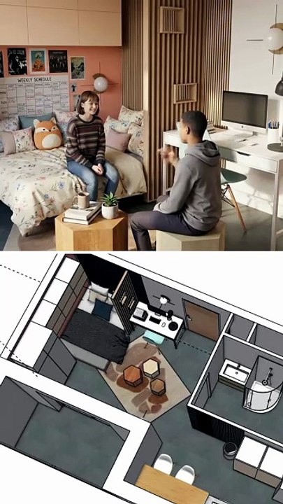 Aménagement d'un appartement étudiant de 26 m² : un projet optimisé pour concilier confort, travail et convivialité