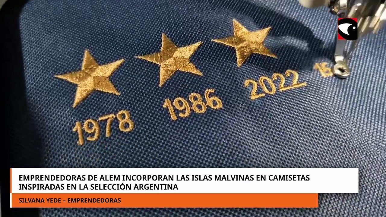 Emprendedora de Alem incorporan las Islas Malvinas en camisetas inspiradas en la Selección Argentina