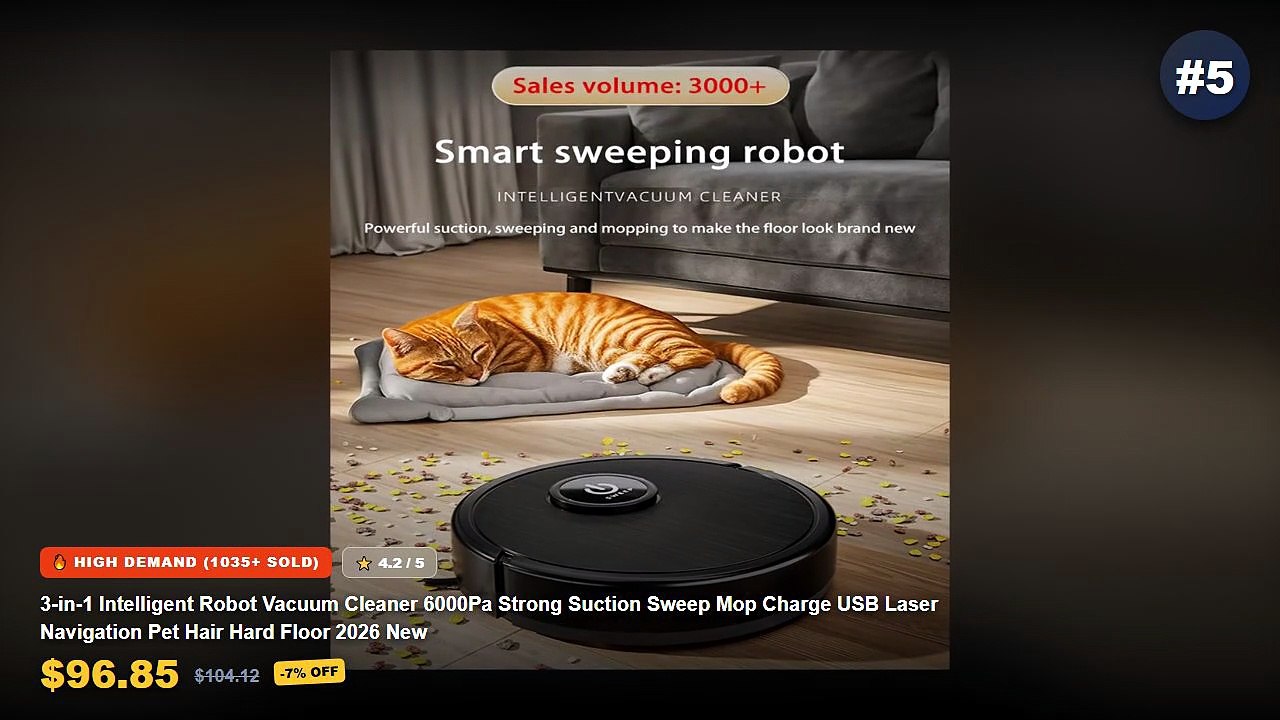 Best Smart Vacuum Cleaner on AliExpress | Review - 3 in 1 Intelligent Robot Vacuum Cleaner 6000Pa Strong Suction Sweep M...