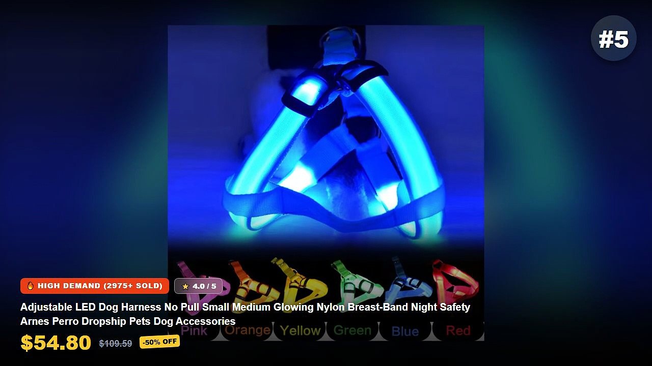 Top 5 Best Electric Dog Harness (Must Have!) - Adjustable LED Dog Harness No Pull Small Medium Glowing Nylon Breast Band...