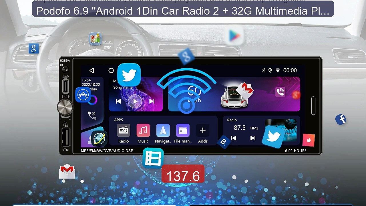 Podofo 6.9 ''Android 1Din Car Radio 2 + 32G Multimedia Play... -- Top Pick 2026 | Unbeatable Price!