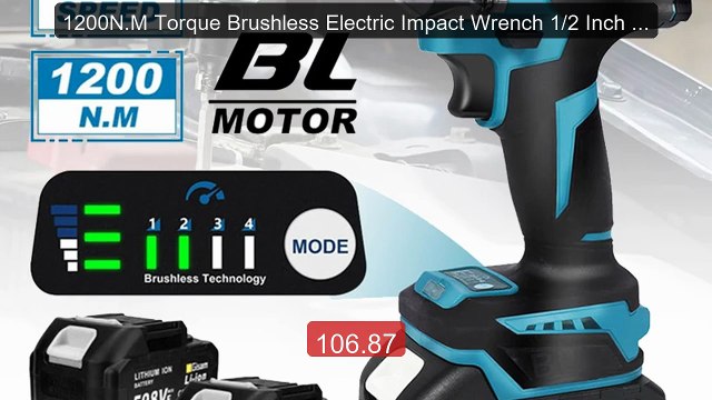 1200N.M Torque Brushless Electric Impact Wrench 1/2 Inch 4 Speed Co... Top Rated 2026 | Buy Now!
