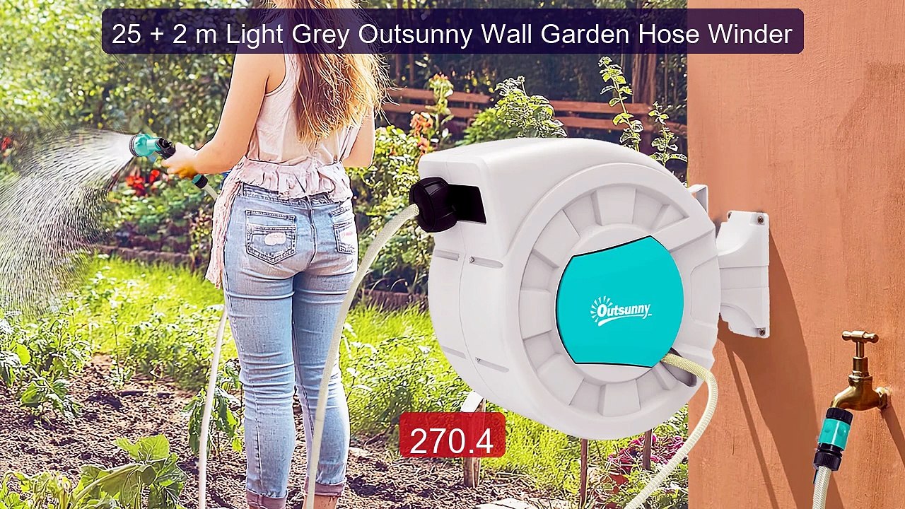 25 + 2 m Light Grey Outsunny Wall Garden Hose Winder -- Hot Deal 2026 | Limited Offer!