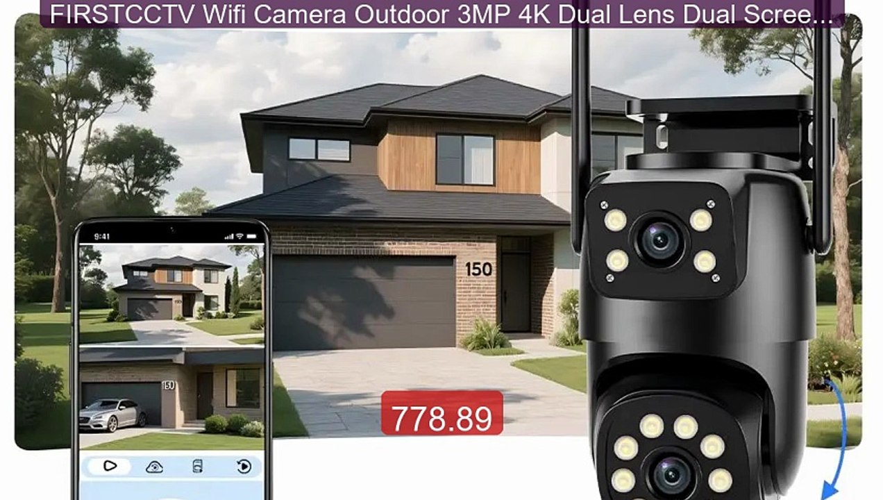 FIRSTCCTV Wifi Camera Outdoor 3MP 4K Dual Lens...
