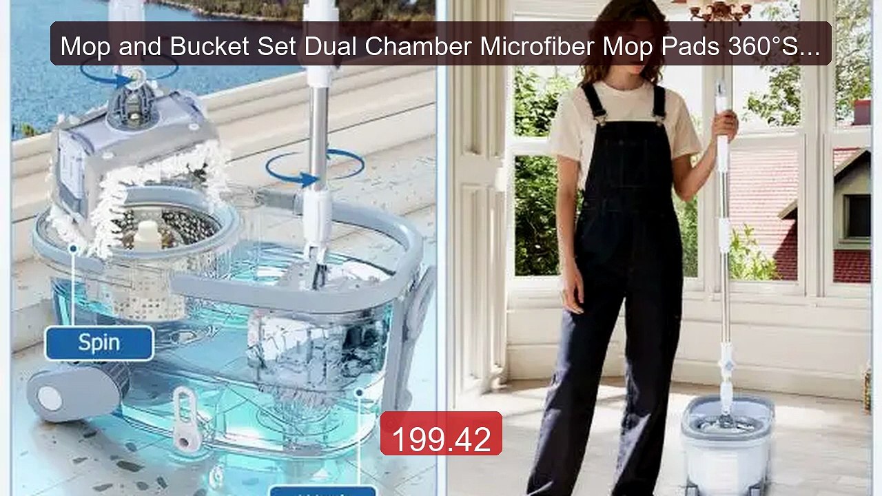 Mop and Bucket Set Dual Chamber Microfiber Mop Pads 360°Swi... -- Top Pick 2026 | Unbeatable Price!