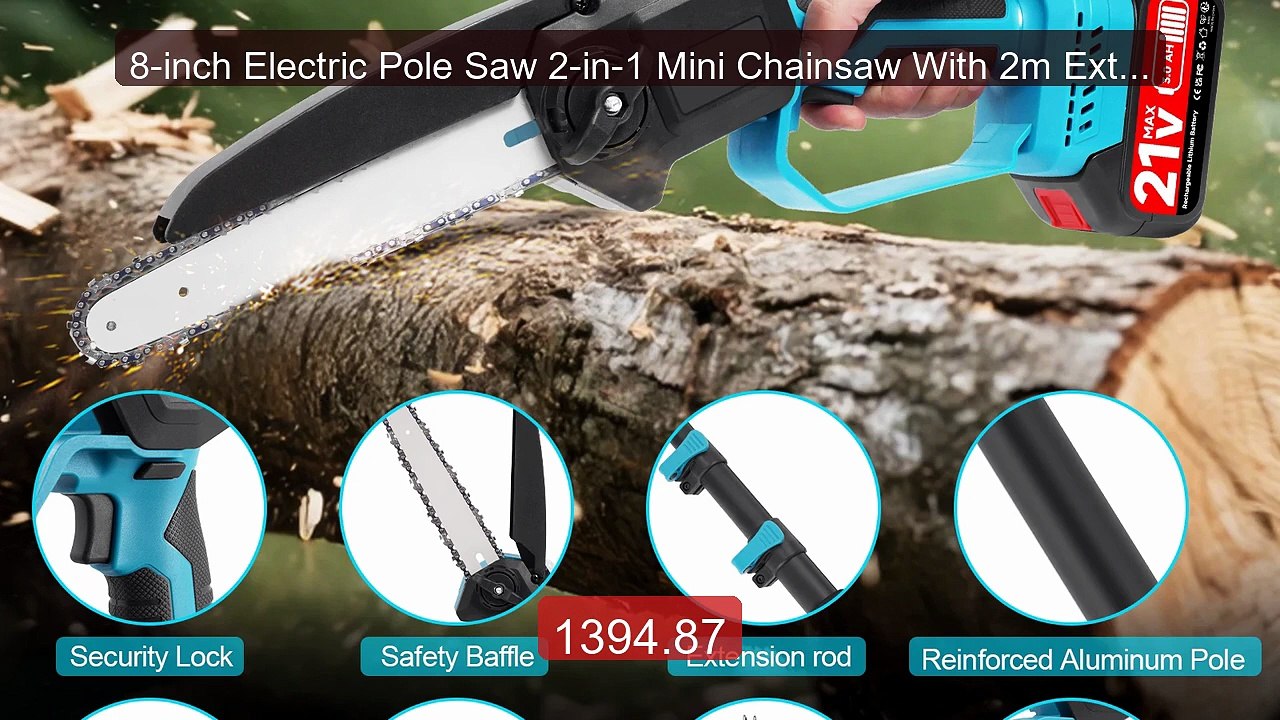 8-inch Electric Pole Saw 2-in-1 Mini Chainsaw With 2m Extensi... -- Amazing Value 2026 | Must Have!