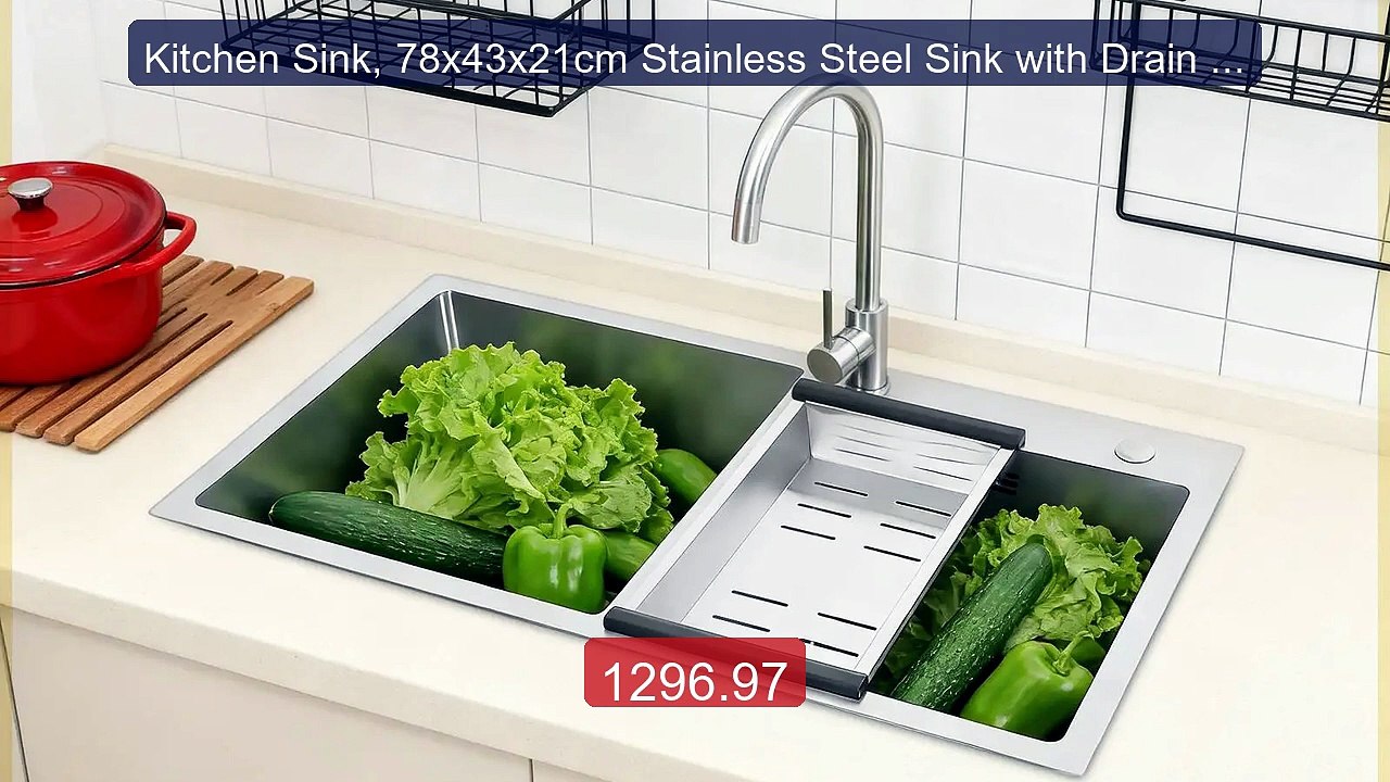 Kitchen Sink, 78x43x21cm Stainless Steel Sink with Drain Baske... -- Best Buy 2026 | Great Quality!