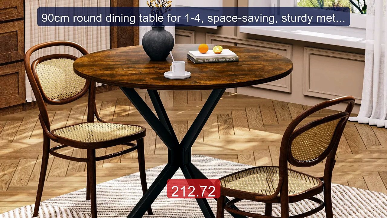 90cm round dining table for 1-4, space-saving, sturdy metal legs, ... -- Best Deal 2026 | Shop Now!
