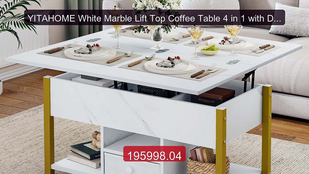 YITAHOME White Marble Lift Top Coffee Table 4 in 1 with Drawer... -- Hot Deal 2026 | Limited Offer!