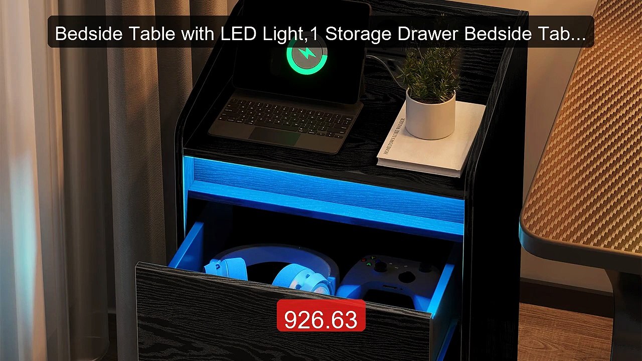 Bedside Table with LED Light,1 Storage Drawer Bedside Table for Bed... -- Top Rated 2026 | Buy Now!