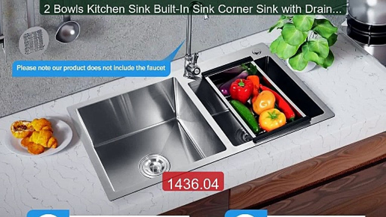2 Bowls Kitchen Sink Built-In Sink Corner Sink with Drainboard Set... -- Best Deal 2026 | Shop Now!