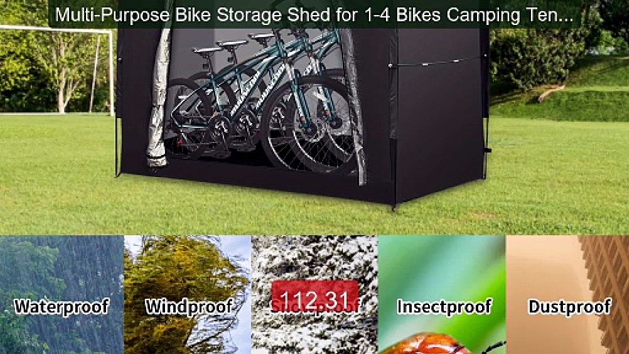 Multi-Purpose Bike Storage Shed for 1-4 Bikes Camping Tent Outdoor... -- Best Deal 2026 | Shop Now!