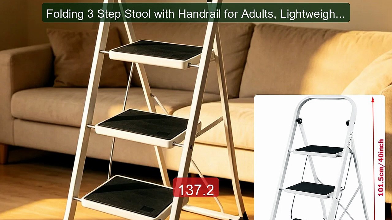 Folding 3 Step Stool with Handrail for Adults, Lightweight Kitchen ... -- Top Rated 2026 | Buy Now!