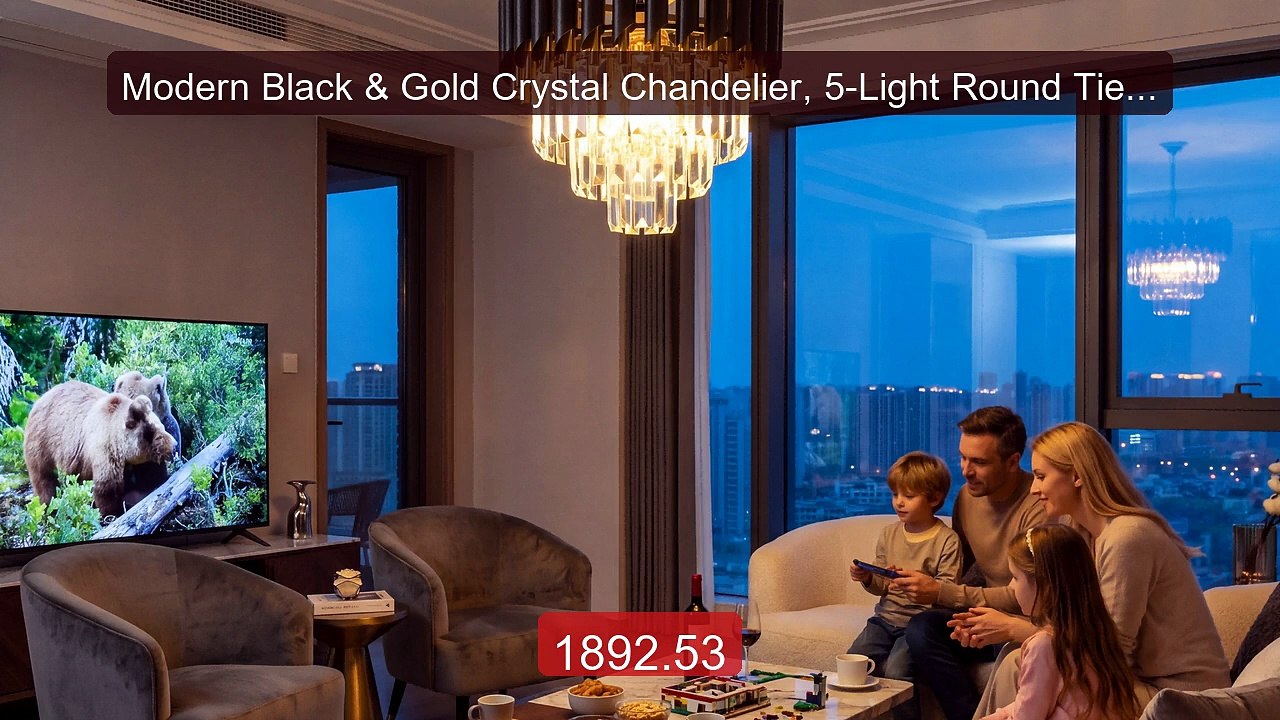 Modern Black & Gold Crystal Chandelier, 5-Light Round Tiered K9 Cry... -- Top Rated 2026 | Buy Now!