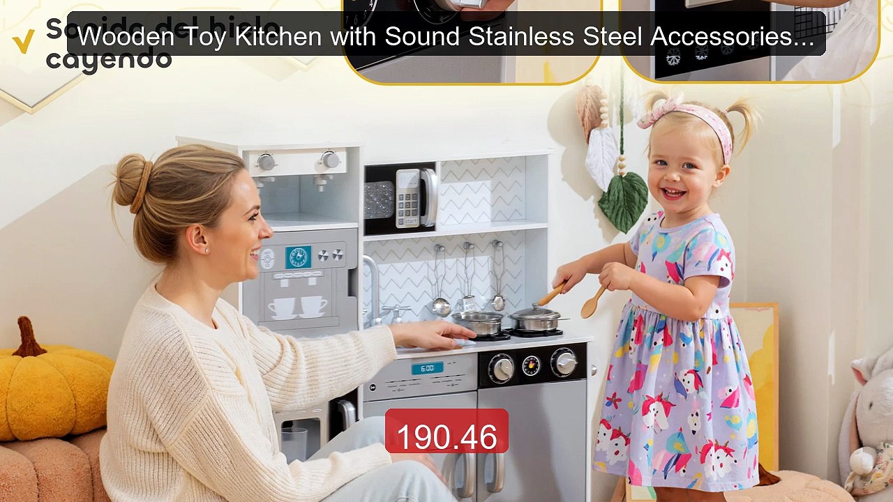Wooden Toy Kitchen with Sound Stainless Steel Accessories for ... -- Hot Deal 2026 | Limited Offer!