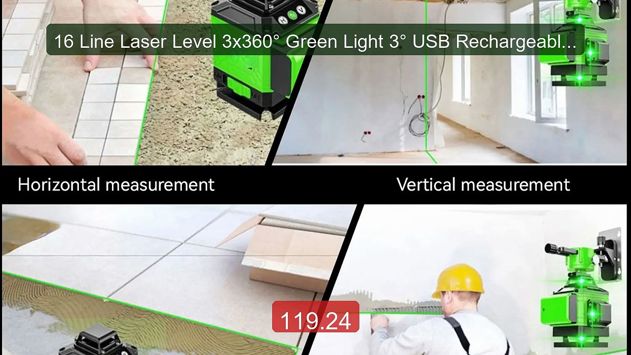 16 Line Laser Level 3x360° Green Light 3° USB Rechargeable ... -- Top Pick 2026 | Unbeatable Price!