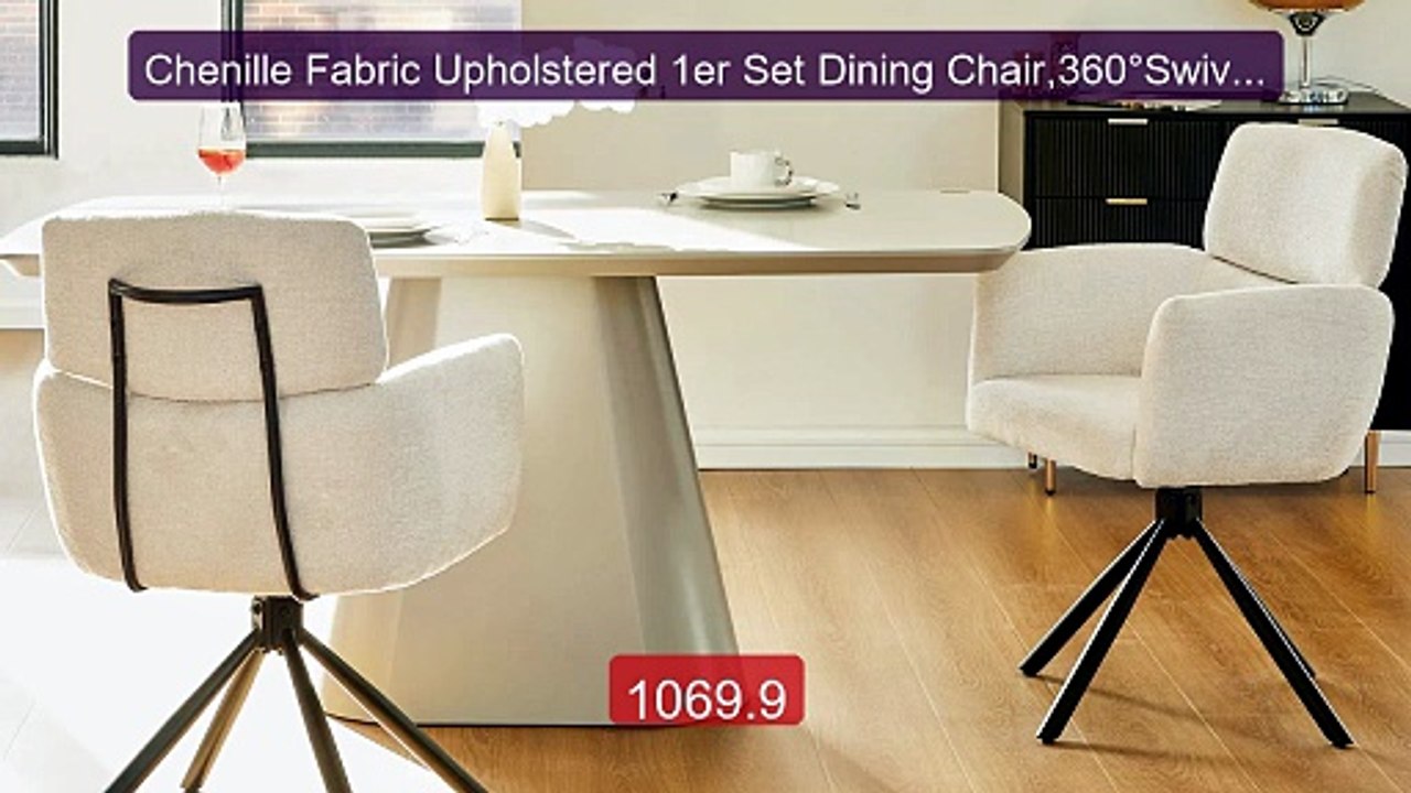 Chenille Fabric Upholstered 1er Set Dining Chair,360°Swivel Ac... -- Hot Deal 2026 | Limited Offer!