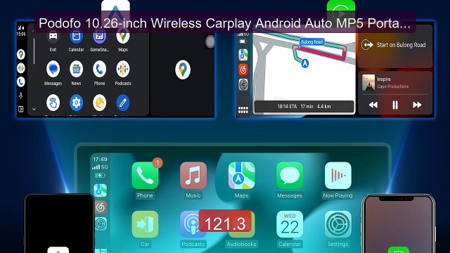 Podofo 10.26-inch Wireless Carplay Android Auto MP5 Portabl... Top Pick 2026 | Unbeatable Price!
