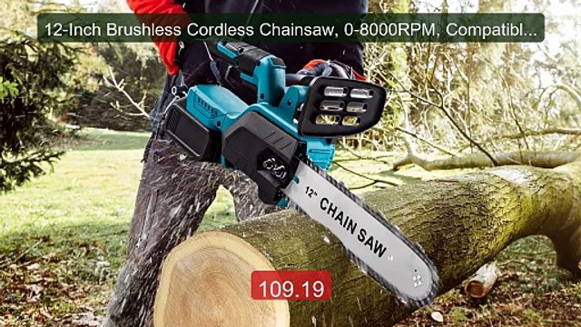 12-Inch Brushless Cordless Chainsaw, 0-8000RPM, Compatible wit... Hot Deal 2026 | Limited Offer!