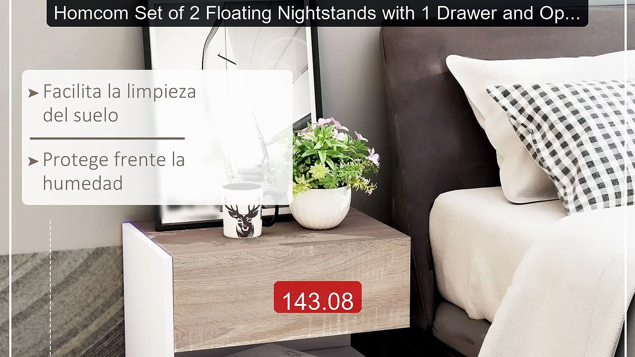 Homcom Set of 2 Floating Nightstands with 1 Drawer and Open Shelf -- Best Buy 2026 | Great Quality!