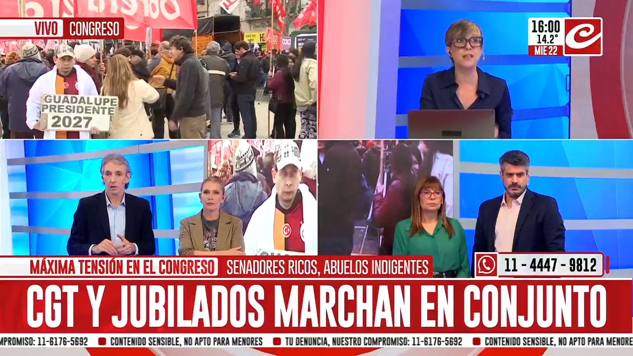 CGT y jubilados marchan en conjunto: senadores ricos, abuelos indigentes