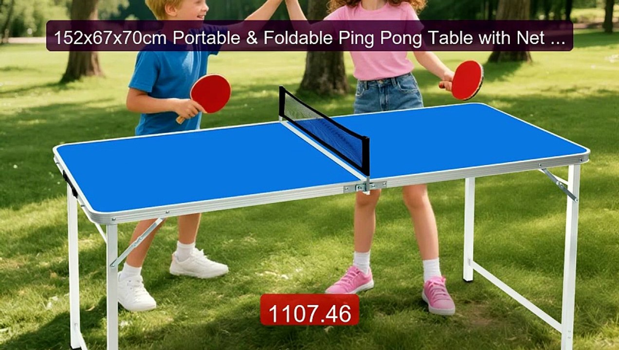 152x67x70cm Portable & Foldable Ping Pong Table with Net and B... -- Hot Deal 2026 | Limited Offer!