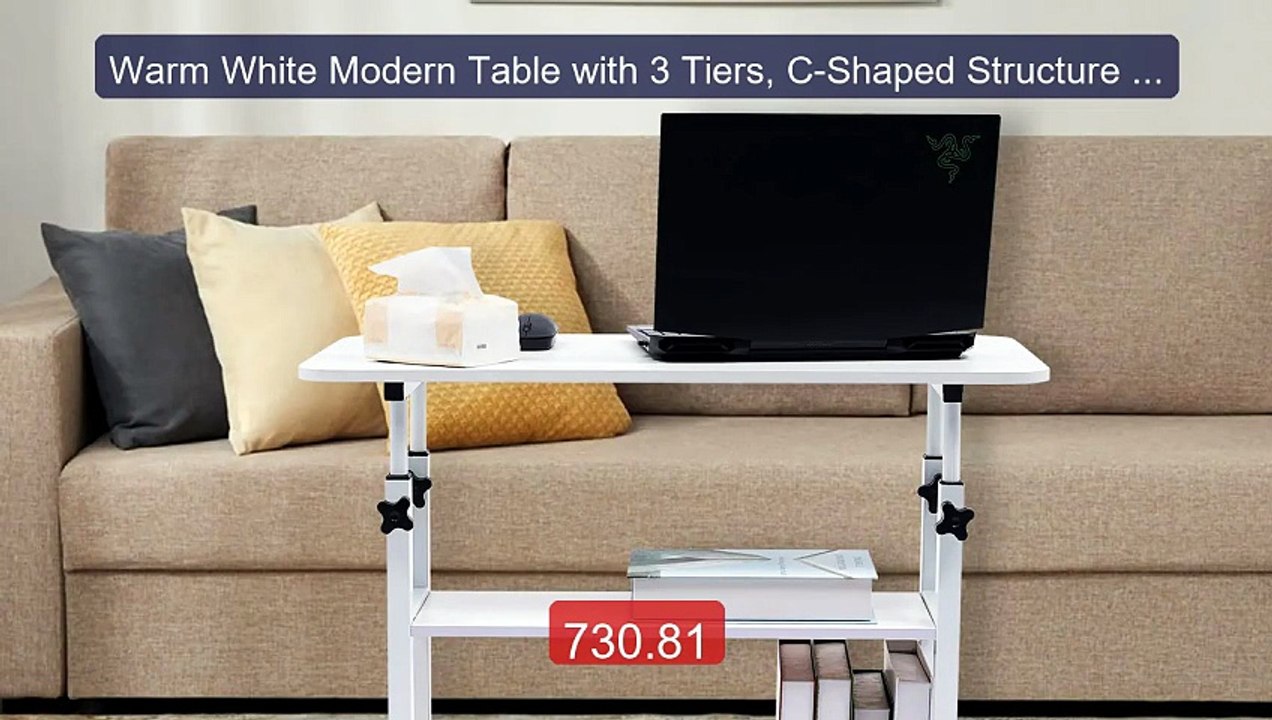 Warm White Modern Table with 3 Tiers, C-Shaped Structure and ... -- Amazing Value 2026 | Must Have!