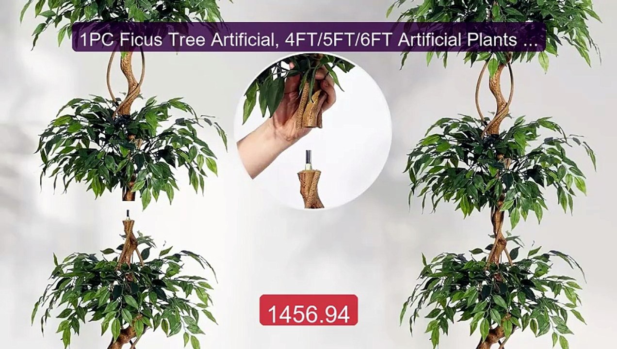 1PC Ficus Tree Artificial, 4FT/5FT/6FT Artificial Plants Indo... -- Amazing Value 2026 | Must Have!