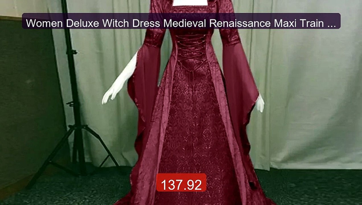 Women Deluxe Witch Dress Medieval Renaissance Maxi Train Dress... -- Best Buy 2026 | Great Quality!
