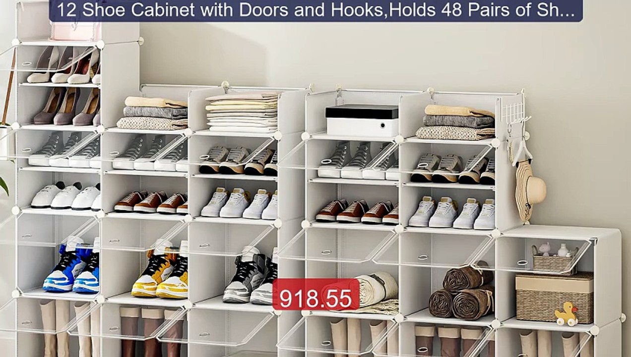 12 Shoe Cabinet with Doors and Hooks,Holds 48 Pairs of Shoe... -- Top Pick 2026 | Unbeatable Price!