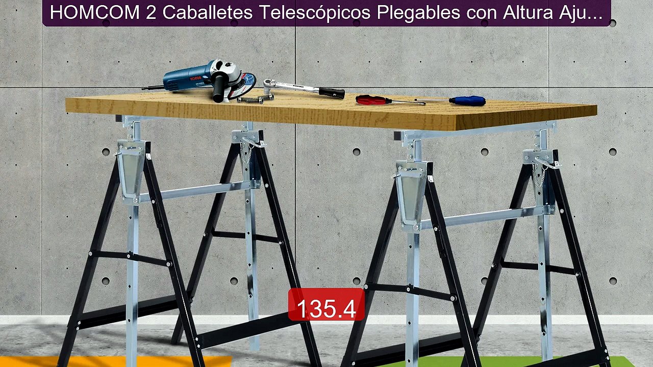 HOMCOM 2 Caballetes Telescópicos Plegables con Altura Ajustable 80... -- Best Deal 2026 | Shop Now!