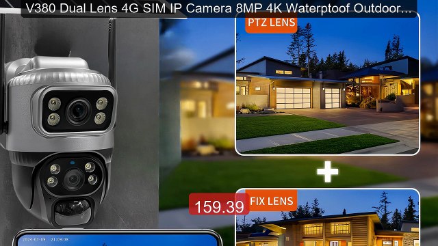V380 Dual Lens 4G SIM IP Camera 8MP 4K Waterptoof Outdoor S... Top Pick 2026 | Unbeatable Price!