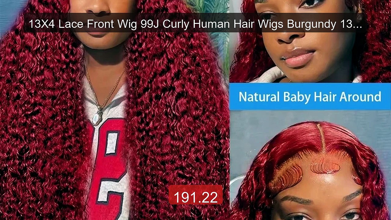 13X4 Lace Front Wig 99J Curly Human Hair Wigs Burgundy 13X6 Hd... -- Hot Deal 2026 | Limited Offer!