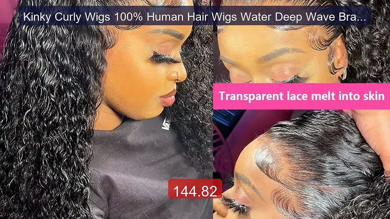 Kinky Curly Wigs 100% Human Hair Wigs Water Deep Wave Brazilian HD... -- Best Deal 2026 | Shop Now!