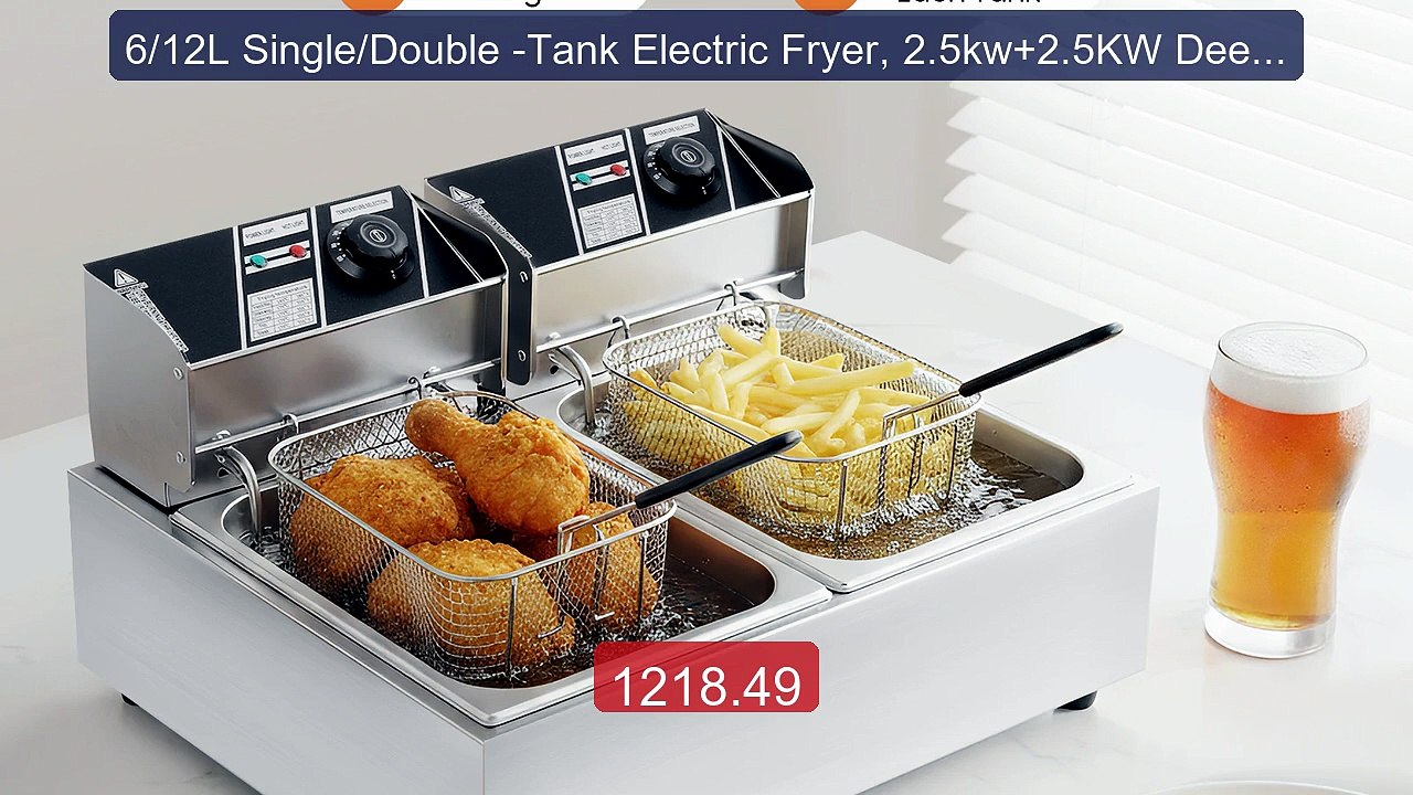 6/12L Single/Double -Tank Electric Fryer, 2.5kw+2.5KW Deep Fryer w... -- Best Deal 2026 | Shop Now!