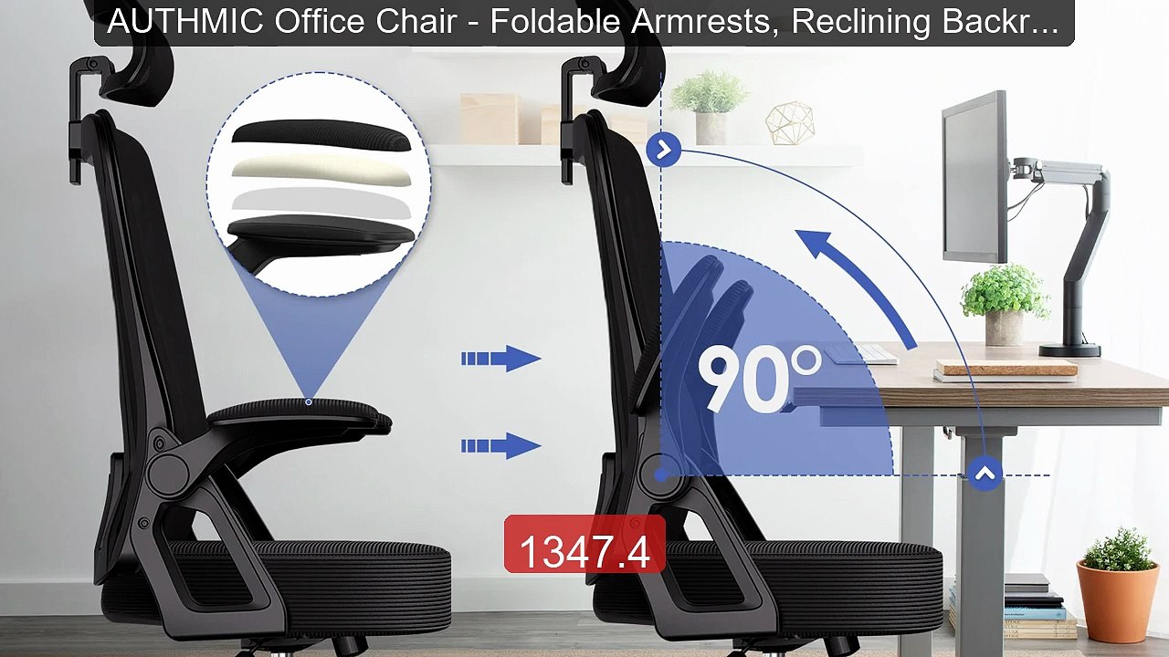 AUTHMIC Office Chair - Foldable Armrests, Reclining Backrest,... -- Amazing Value 2026 | Must Have!