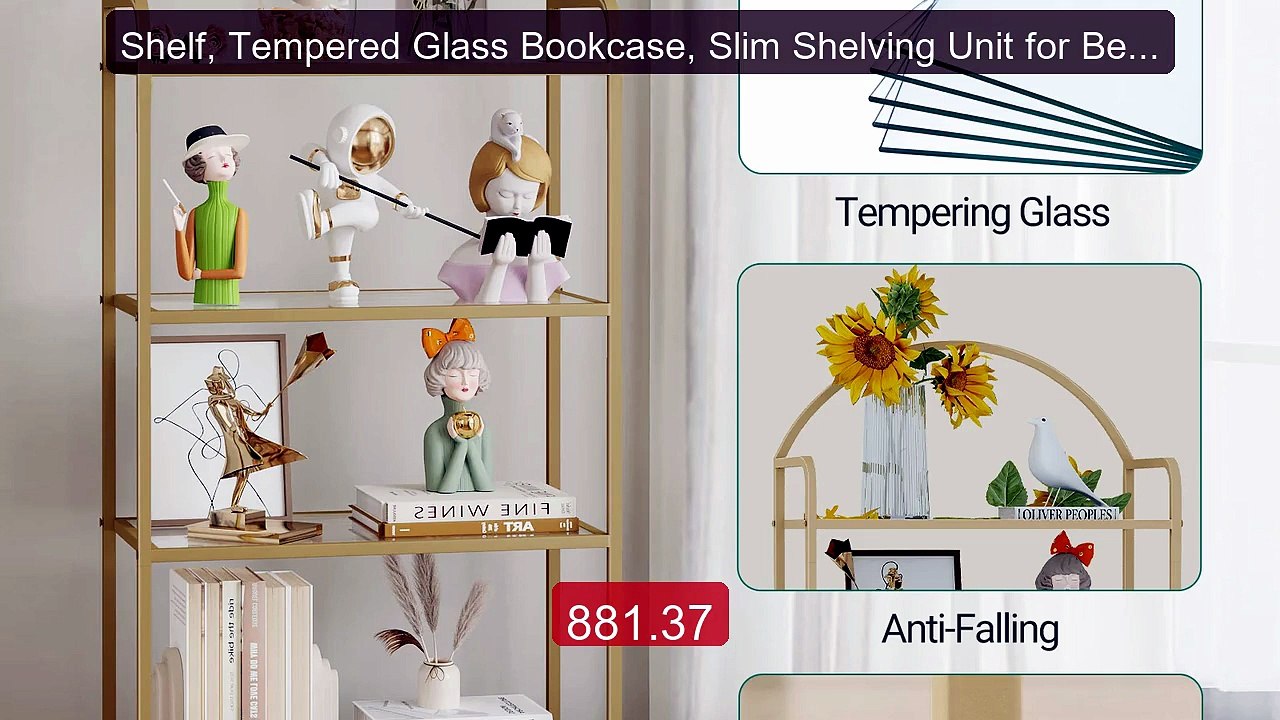 Shelf, Tempered Glass Bookcase, Slim Shelving Unit for Bedroom... -- Hot Deal 2026 | Limited Offer!