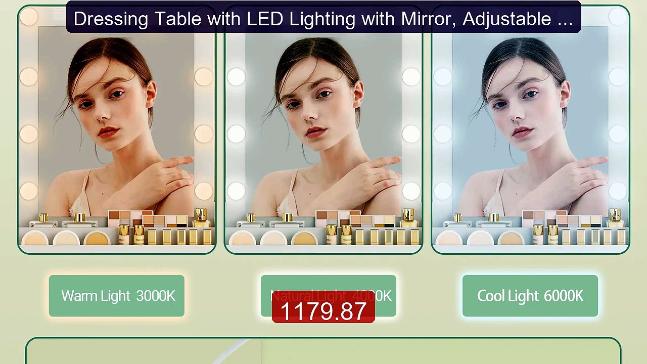 Dressing Table with LED Lighting with Mirror, A...