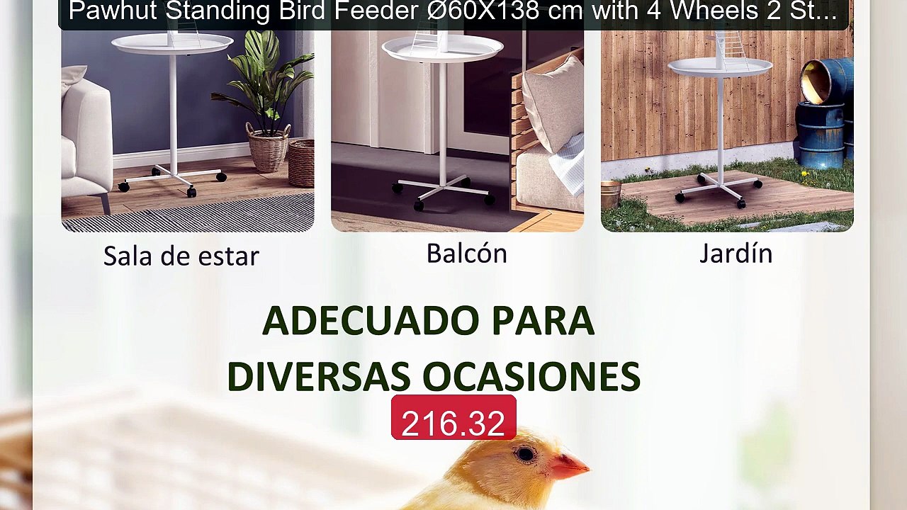 Pawhut Standing Bird Feeder Ø60X138 cm with 4 Wheels 2 Stainle... -- Best Buy 2026 | Great Quality!